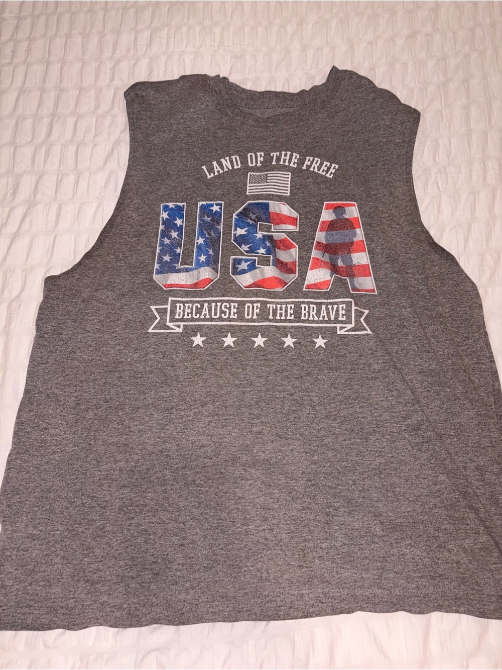Faded Glory Gray Tank with Red, White & Blue USA Graphic